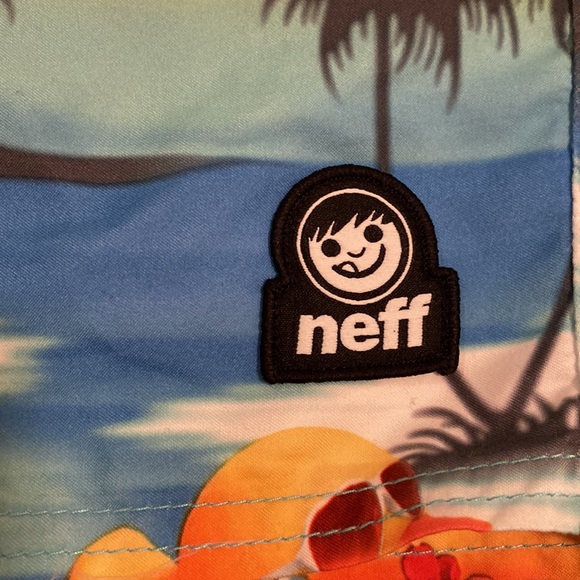 Neff swim trunks Blue Green with Palm Trees and Ducks Duckies - Picture 3 of 4